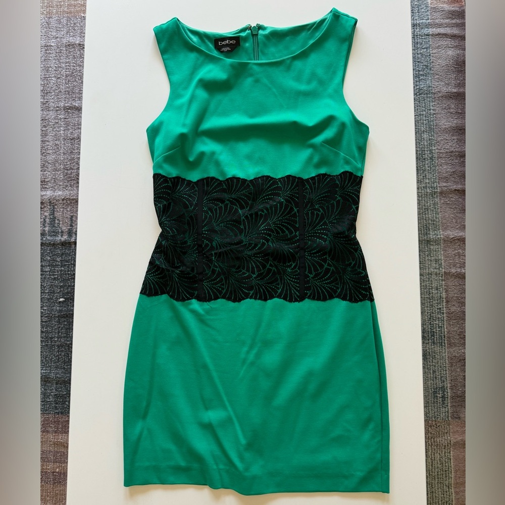 Bebe Emerald Green Lace Dress